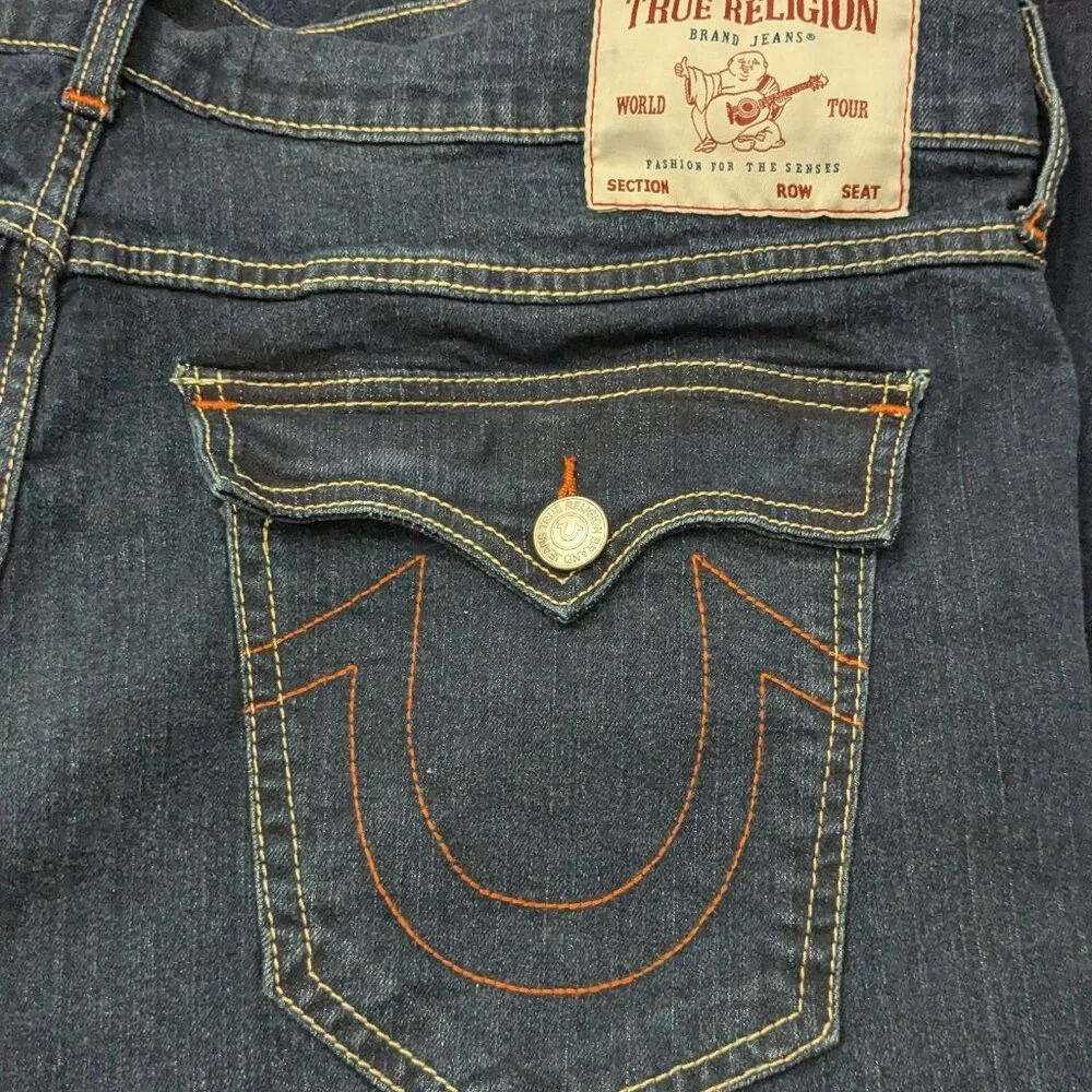 True Religion Men's Geno Relaxe Slim Jeans Size 36 Blue .